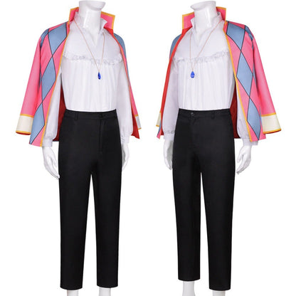 Howl Cosplay Costume Anime Full Set With Jacket Shirt Pants Necklace Earnings For Halloween Comic Con Big Size Howl Outfits