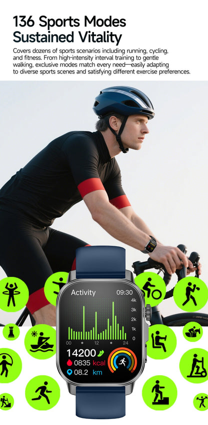 2026 New AI Health Diagnosis Smart Watch Body Analysis Uric Acid Blood lipids ECG+PPG Blood pressure call Smart watch Men Women