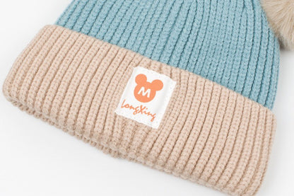 Touca de Crochê Infantil Disney Mickey Mouse Desenho Animado Anime Touca de Inverno Macia Quente para Bebê Menina Menino Dupla Camada