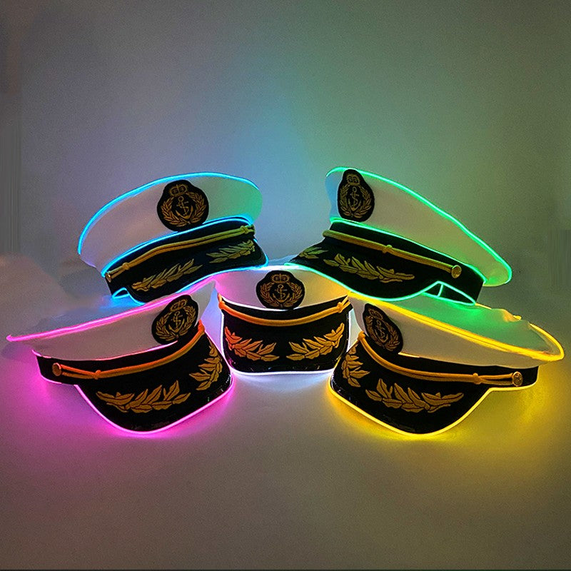New Luminous Navy Hat Men Women Costume Cosplay Navy Cool Props Hats Glowing For Night