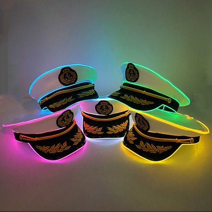 New Luminous Navy Hat Men Women Costume Cosplay Navy Cool Props Hats Glowing For Night