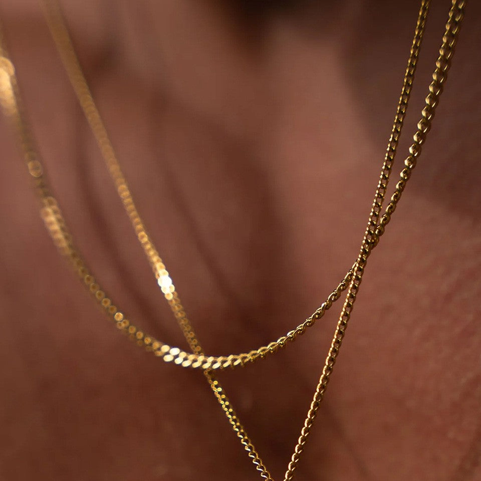 Stainless Steel Cuban Chain Necklace Gold Color Titanium Steel Men Chain Necklace Simple Jewelry Fashion Accessories Gift
