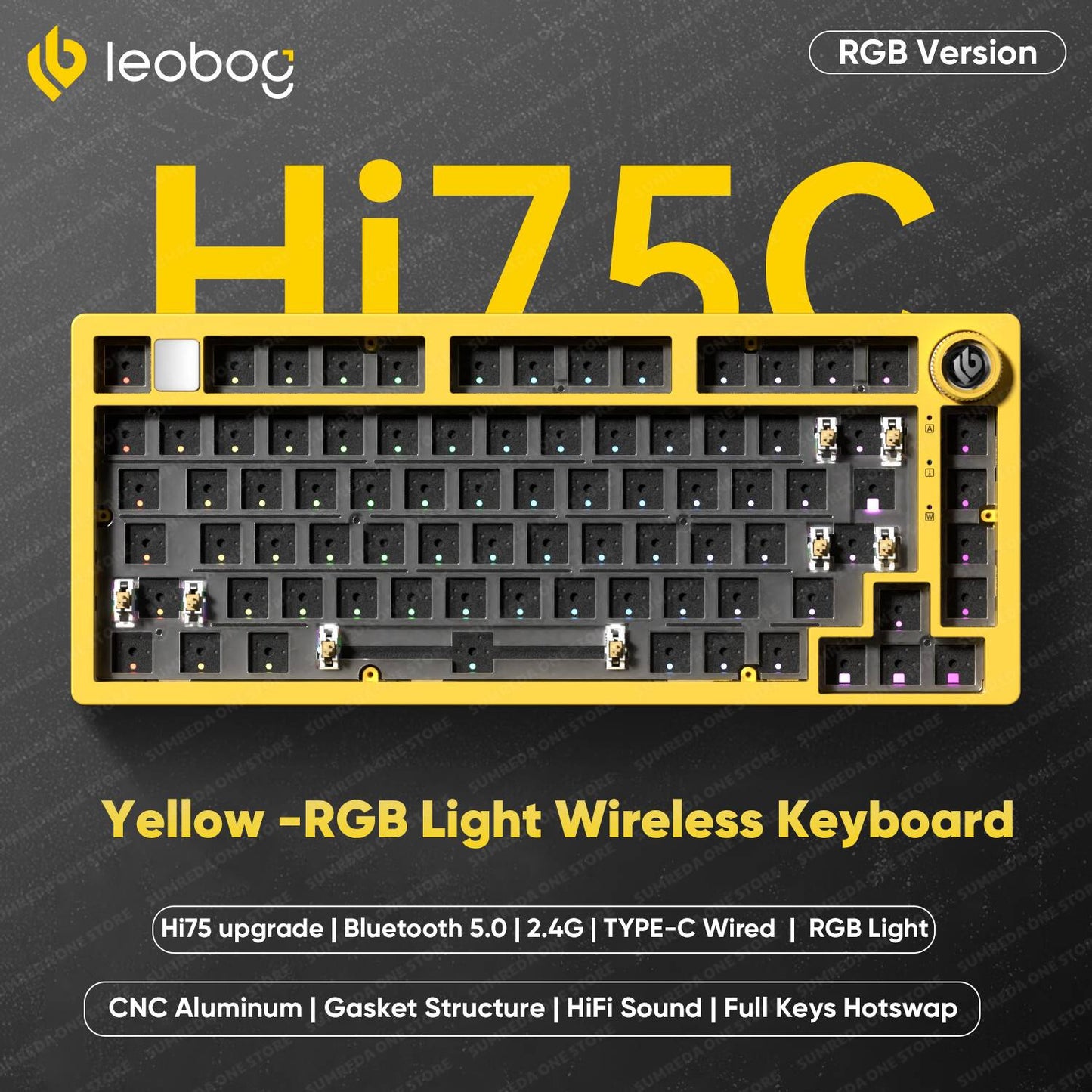 Leobog Hi75C Hi75 Hi75C Pro Kit de Teclado Mecânico Customizado de Alumínio Sem Fio para Jogos Bluetooth 2.4G Teclado Gamer com Hotswap com Fio