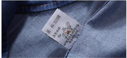 Men Multi pockets Blue Denim Shirts New Summer Male Short Sleeve Tooling Shirts High Quality Men Cotton Casual Jeans Shirts 4XL