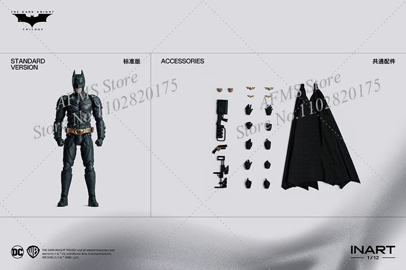 INART 1/12 Boneco Soldado Masculino Batman Christian Bale O Cavaleiro das Trevas Ressurge Herói da Luta Eterna Figura de Ação de 6 Polegadas para Coleção