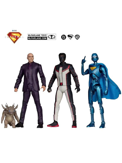 McFarlane Toys 2025 Filme do Superman SUPERMAN ROBO/SR. INCRÍVEL/ LEX LUTHOR COM BEBÊ KAIJU Boneco de Ação 18cm DC Multiverse