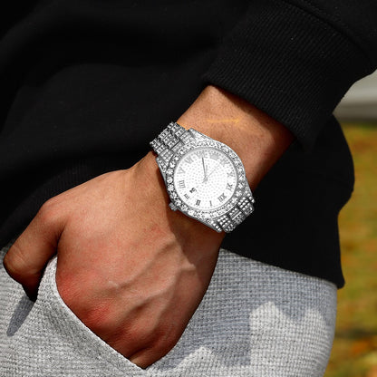 Popular Iced Out Watch Men Luxury Full Diamond Women Watches CZ Quartz Men's Watch Waterproof Hip Hop Male Clock Gift Jewelry