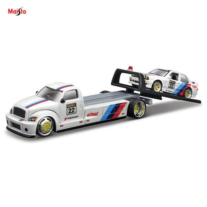 Maisto 1:64 FLATBED/1988 BMW M3 E30 1965 FORD MUSTANG elite transport Modelo de carro fundido coleção presente brinquedo