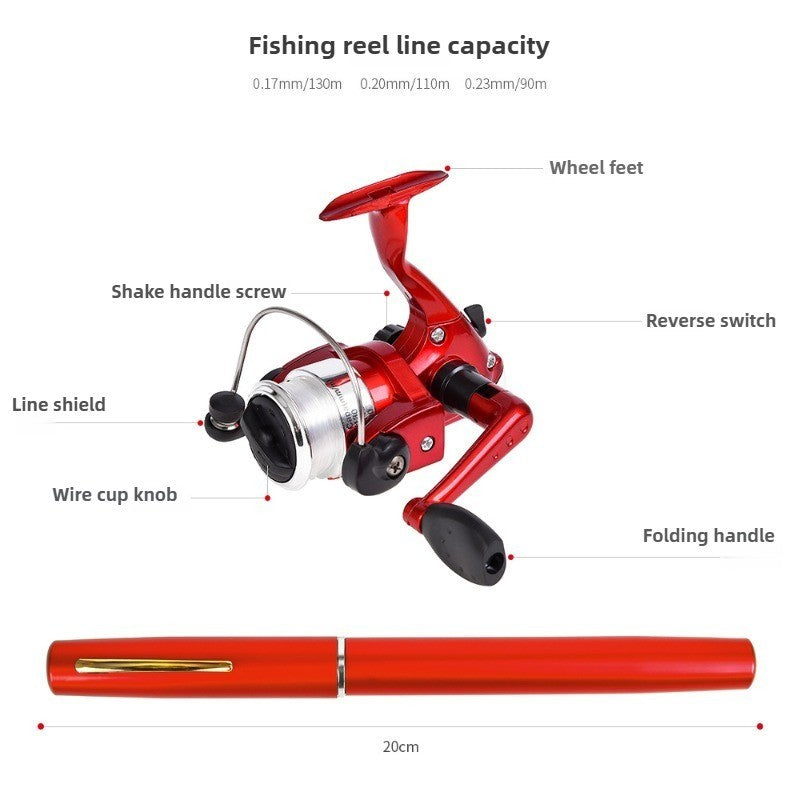 1 Conjunto de Vara de Pesca de Carretilha Telescópica Mini Portátil de Bolso, Haste de Carbono com Carretilha de Liga de Alumínio, Ultraleve para Alimentador de Peixe