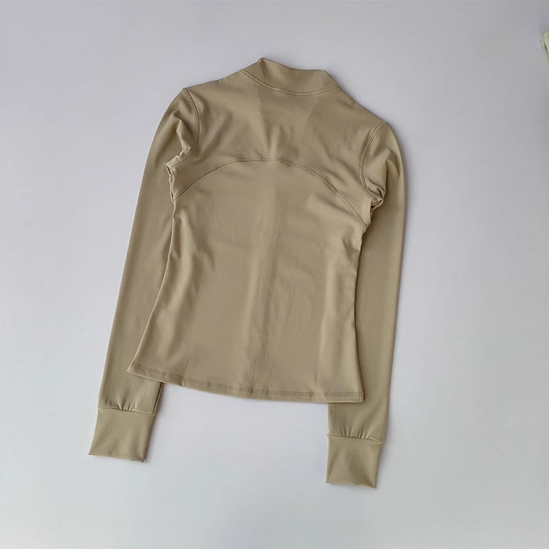 Women's High-End Yoga Fitness Jacket Autumn Stand Collar Long Sleeve Windproof Sports Running Training Top