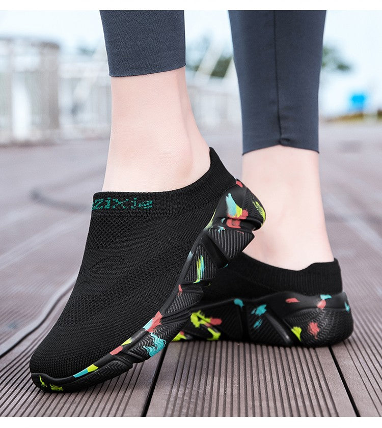 Men And Woman Sneakers Couples Slip On Half Shoes Comfortable Ankle Sock Shoes Increase Height Casual Shoes Size 35-47