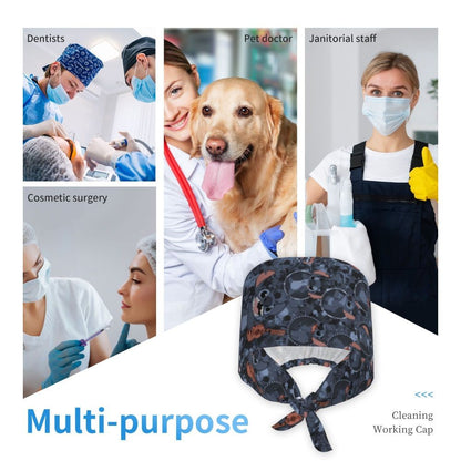 Custom Retro Cartoon Cleaning Working Cap Comfortable  Stitch Ohana Scrub Cap Surgicals Hat Nurse Scrubs Hat For Dentist