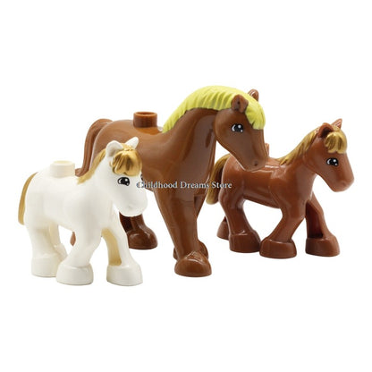 Grandes Blocos de Montar Animais Acessórios Compatíveis com Conjuntos de Tijolos de Zoo Dinossauro Criatividade Brinquedos DIY para Crianças Presente