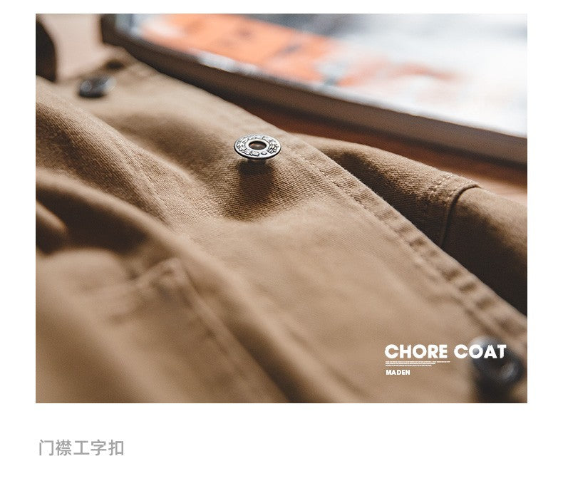 Maden Amekaji Jacket Men's American Casual Vintage 4 Pockets Jackets Outdoor Cotton Lapel Coats Uncle Fu Retro Fashion Outwear
