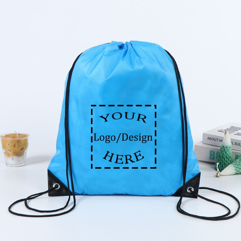 20/50Pcs Custom Bag Printing Logo Schoolbag Promotional Outdoor Casual Gym Sport Waterproof Advertising Bag Drawstring Backpack