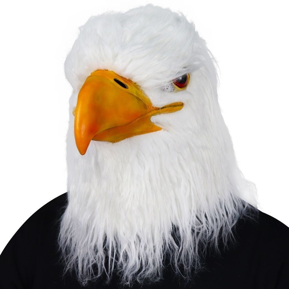 Realistic Bald Eagle Latex Mask White Eagle Bird Head Full Head Costume Mask for Halloween Carnival Cosplay Party