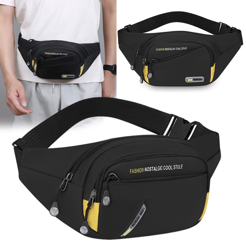 Multi-functional outdoor sports waist bag, men's large-capacity multi-layer crossbody single-shoulder bag A-DH