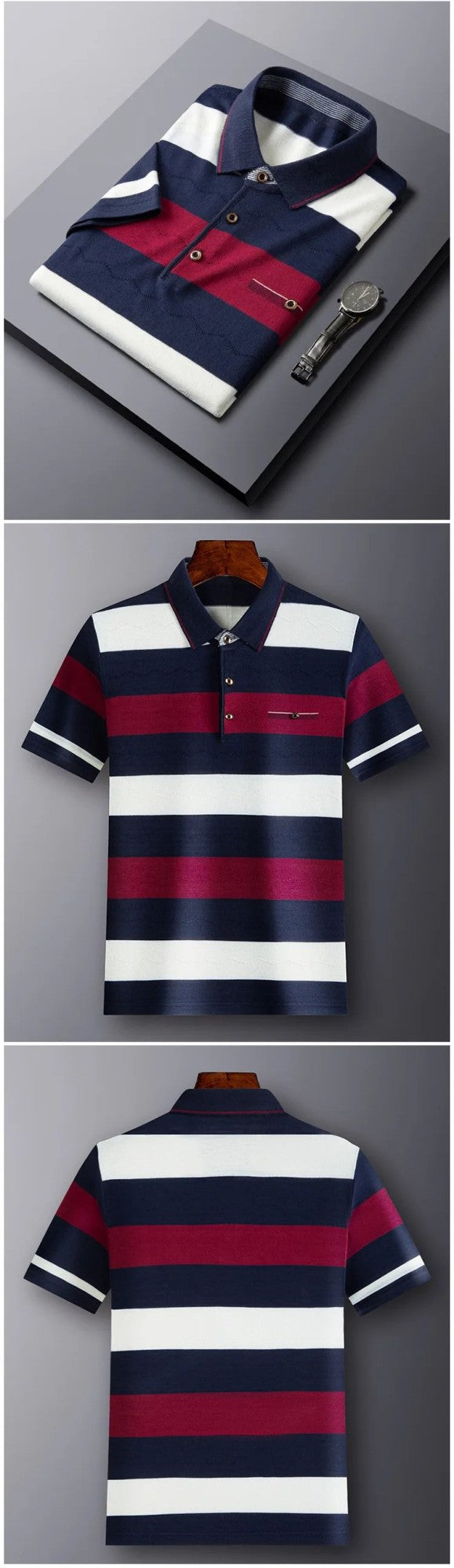 Pop Short Sleeved Men's Polo Shirt, Summer Knitted T-shirt, Short Sleeved Top, Men's