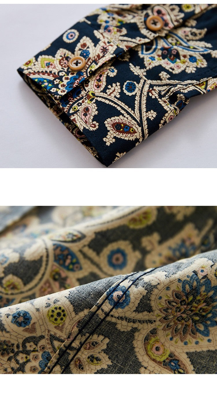 Size M- 5XL 2024 New Summer Mens Long Sleeve Hawaiian Shirts Cotton Casual Floral Shirts Wave Regular Mens Clothing Fashion CS11