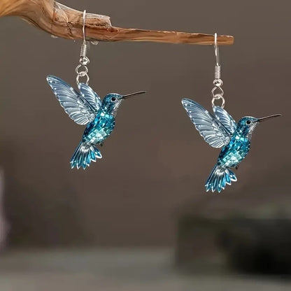 Brincos de beija-flor FTCY de acrílico para mulheres estilo retrô coloridos brincos de pássaro pendurados presentes de joias femininas