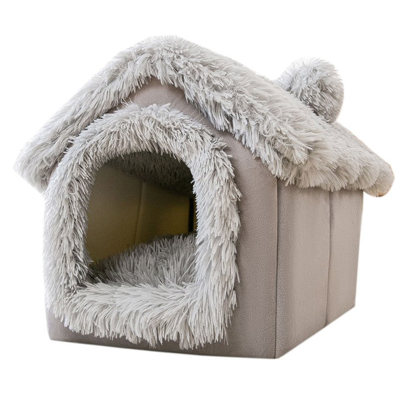 Casinha de Cachorro Grande Interna Macia Confortável, Cama para Filhotes Removível, Toca para Cães Pequenos, Tapete Quente de Inverno para Dormir, Portátil
