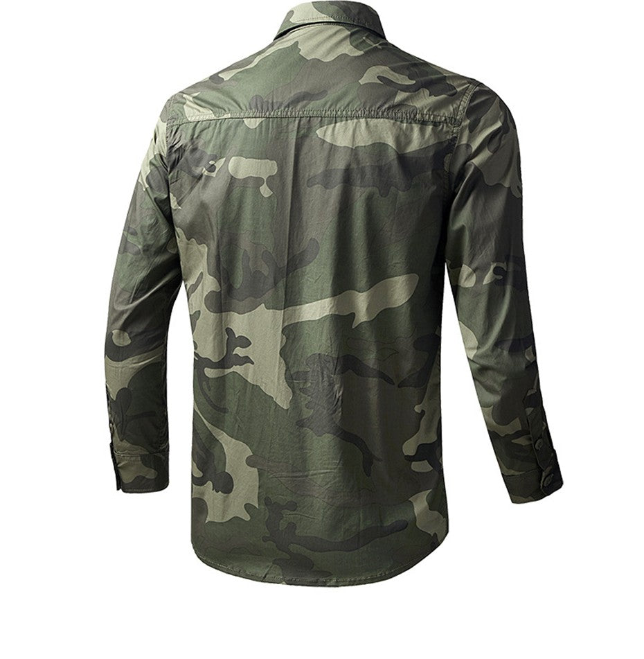 Military Camouflage Shirt Men Long Sleeve Shirts Spring Autumn Camo Cargo Shirts Male Fashion Casual Blouse
