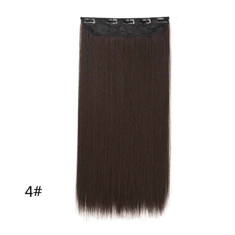 Alongamento de Cabelo Sintético Invisible Hair Extensions com 5 Clipes, 60cm, Liso, Resistente ao Calor, para Mulheres