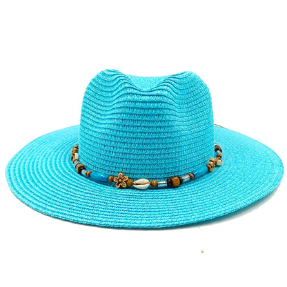 Rose Red Summer Straw Hat Jazz Top Visor Hat New Accessories Outdoor Summer Visor Beach Hat  sombreros