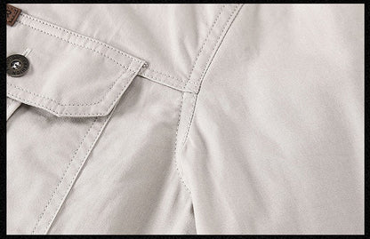 Spring Autumn Fashion Men's 100% Cotton Long-Sleeved Solid Color Premium Casual Shirt Multi Pockets 6XL Large Size Cargo Jackets