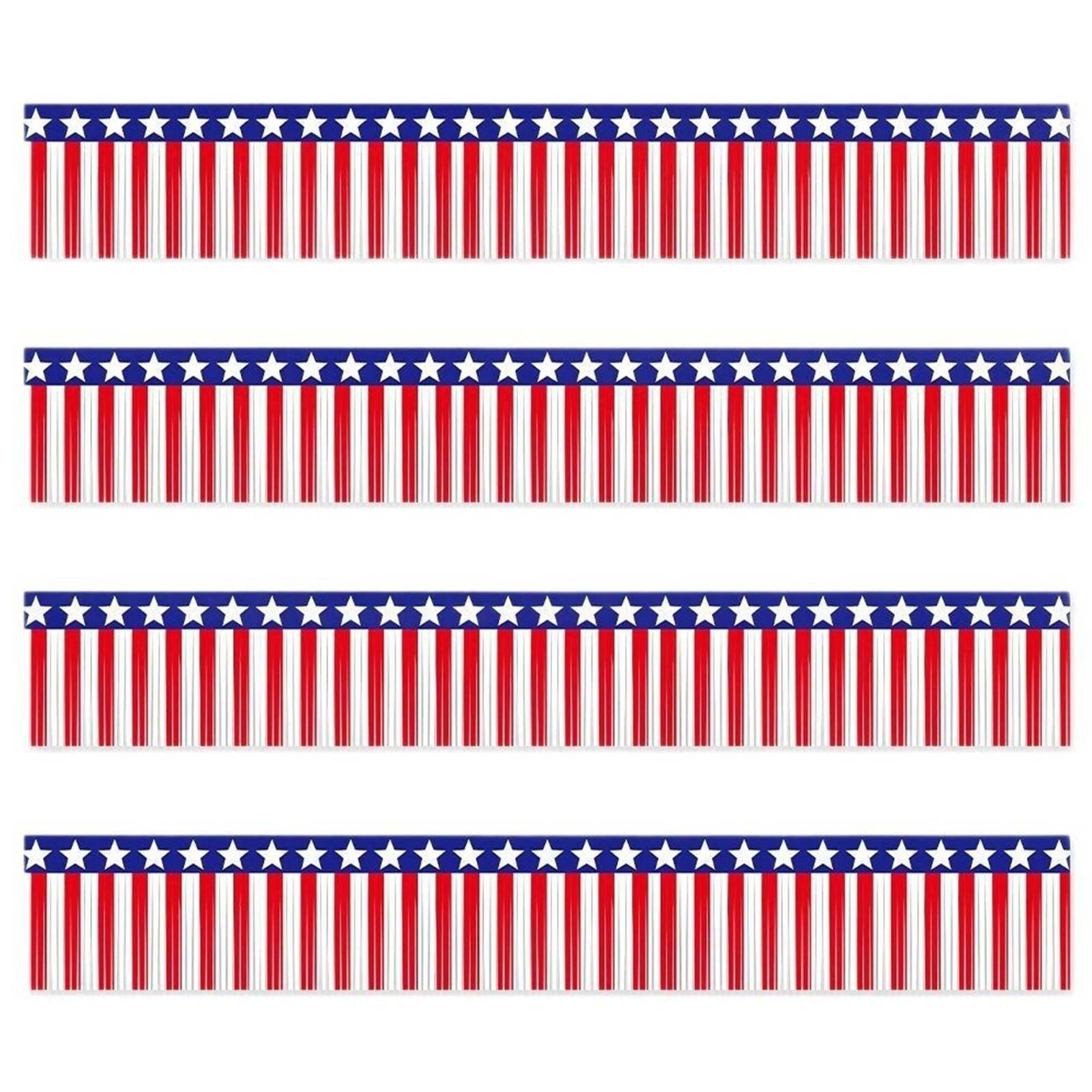 USA Flag Fringe Banner Tinsel Streamer Foil Tassel Garland For Independence Day Fourth Of July Indoor And Outdoor Decoration