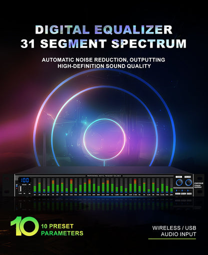 EQ31SUB Digital Equalizer 31 Stage Tuner Professional Stage Performance Noise Reduction Audio Processing
