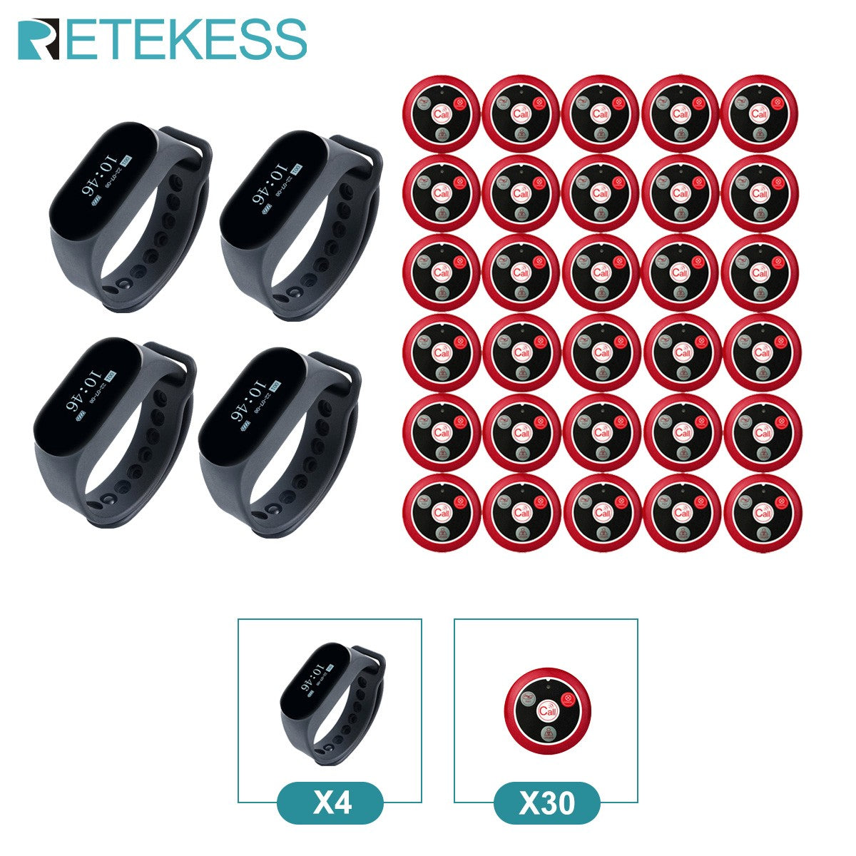 RETEKESS Restaurant Pager Wireless Waiter Calling System TD112 Waterproof Watch Pager Receiver T117 Call Buttons for Cafe Bar