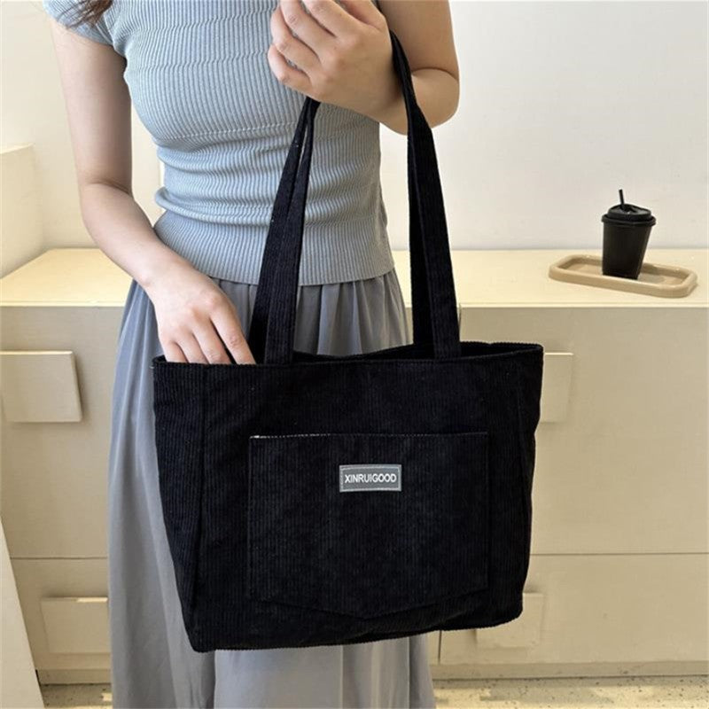 Women's Corduroy Shoulder Tote Bag, Casual Large Capacity Fashion Handbag for Going Out, Purses and Handbags Designer Bag
