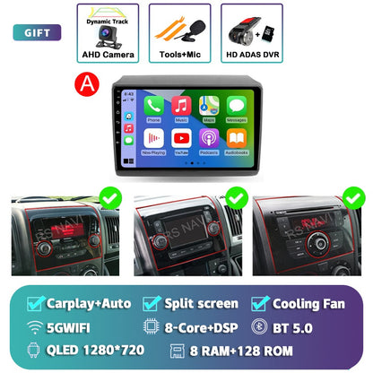Android 15 Car Radio For Fiat Ducato Peugeot Boxer Citroen Jumper 2006 -2022 Wireless Carplay multimedia Android Auto 4G