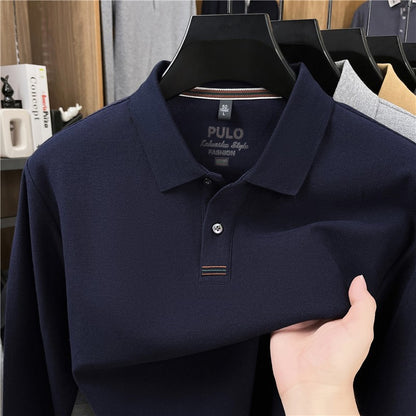 100Cotton Original Quality Men's Polo Shirt Simple Front Embroid Long Sleeve Autumn Lapel T-Shirt Business Casual Trend Menswear