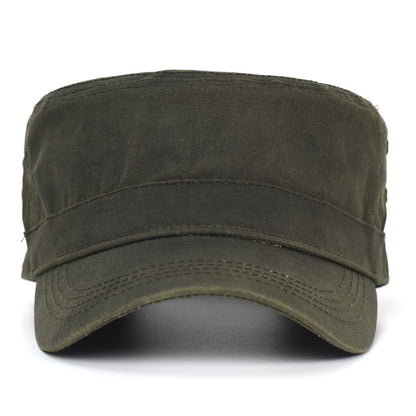 Bonés Militares de Lona Encerada Algodão Masculinos Impermeáveis Chapéu Cadete do Exército Design Único Vintage Topo Reto
