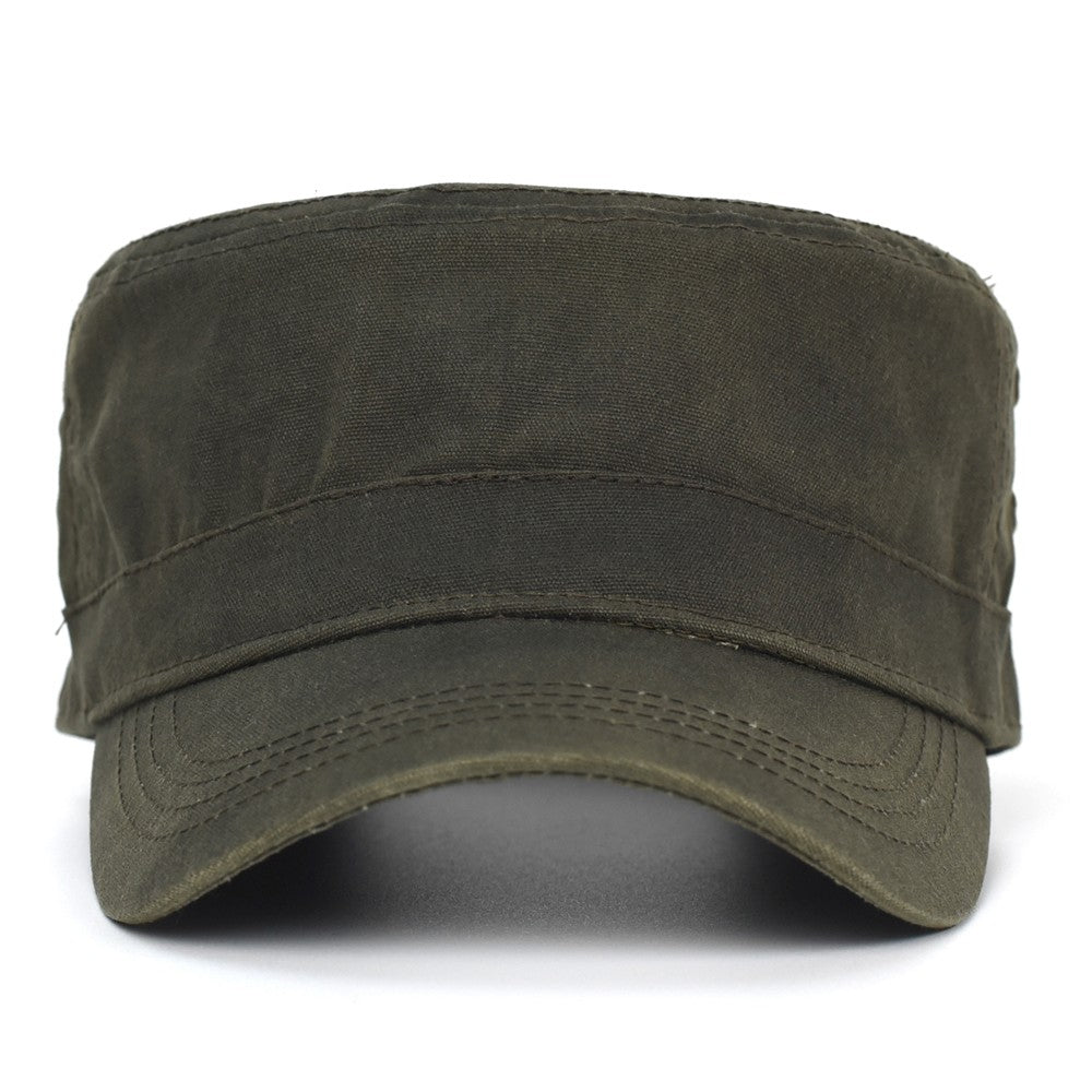 Bonés Militares de Lona Encerada Algodão Masculinos Impermeáveis Chapéu Cadete do Exército Design Único Vintage Topo Reto