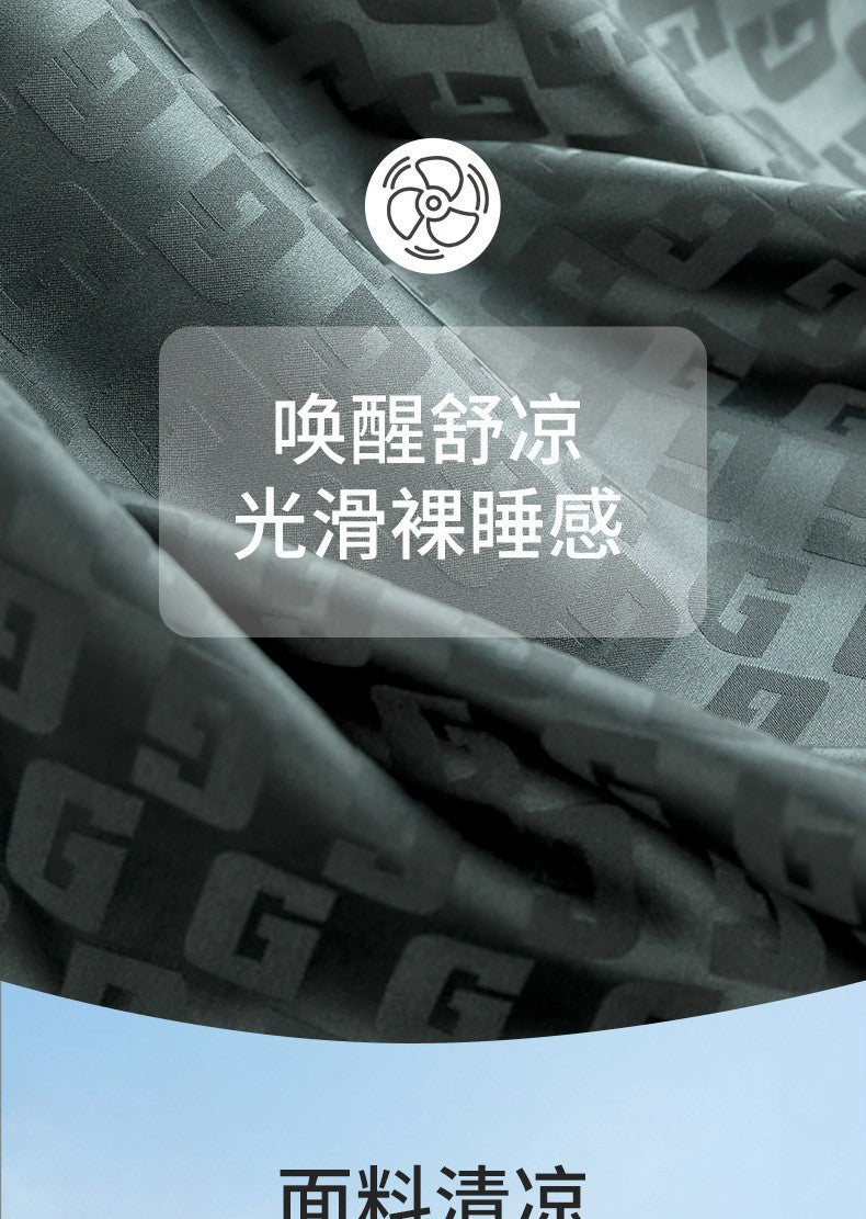 Ice Silk Pajamas Men's Spring and Summer Light and Breathable Simulation Silk Satin Short-sleeved Shorts Youth Simple Loungewear