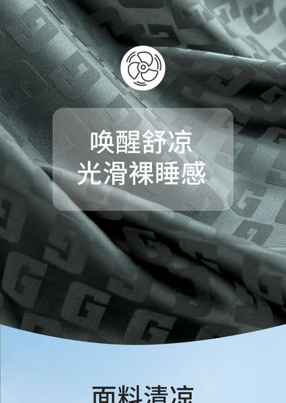 Ice Silk Pajamas Men's Spring and Summer Light and Breathable Simulation Silk Satin Short-sleeved Shorts Youth Simple Loungewear