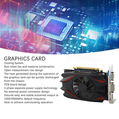 Placa de Vídeo 128Bit GDDR5 Placa Gráfica GTX650 2GB Placa de Vídeo para Jogos GDDR5 128Bit Placa Gráfica para Computador PC para Jogos Domésticos