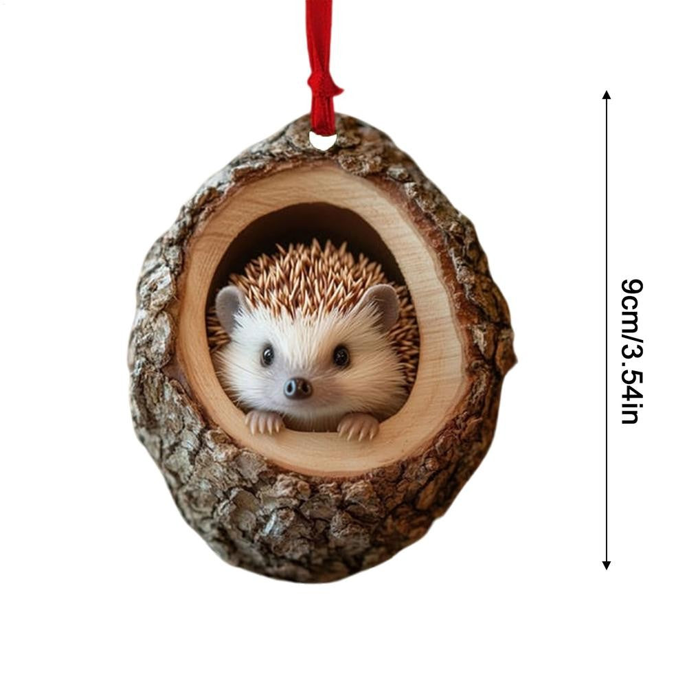New Animal Christmas Ornaments 2D Flat Acrylic Bird Pendant Owl Squirrel Bunny  Pendant Christmas Tree Decoration Xmas Hanging