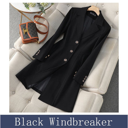 High End Female Coat Long Slim Trench Coat For Women’S England Single Breasted Khaki Women Windbreaker Larger Size Outwear