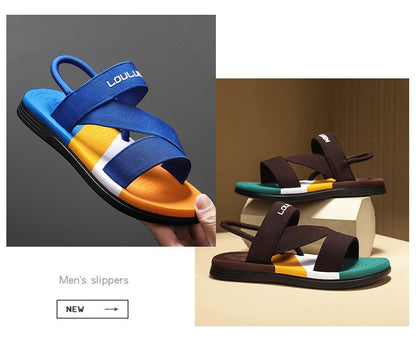 Slippers man summer ankle wrap shoes slip-resistant slide sandals summer male slippers beach Water Shoes Zapatillas Hombre Blue