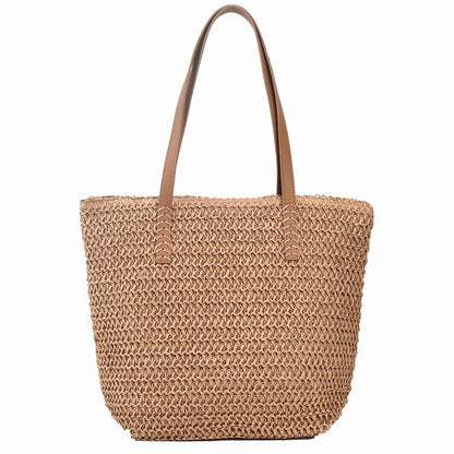 Hand-woven Women's Shoulder Handbag Bohemian Fashion Straw Beach Tote Bag Travel Shopper Weaving Shopping Bags