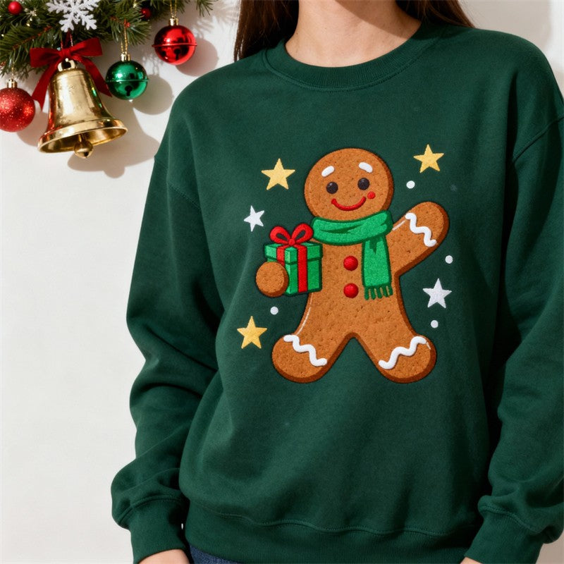 2026 New Gingerbread Man Graphic Ugly Christmas Sweater Fashion Long Sleeve 3D Printed Xmas Sweatshirts Casual Holiday Pullovers