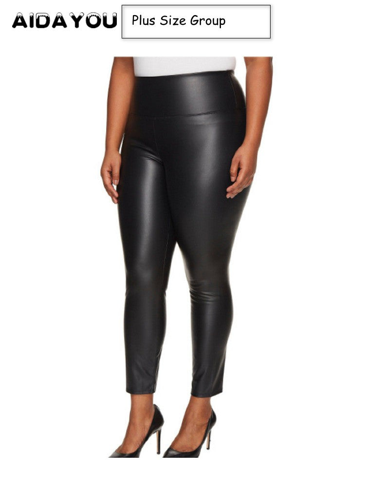 Faux Leather Plus Size Leggings for Women Big Size 5XL 6XL 7XL Black  Girls Spandex Clothing Pleather PU Leggings