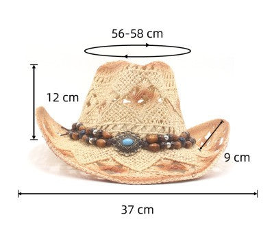 New outdoor beach sun protection and breathable cowboy hat with ethnic style, western sun protection and shading