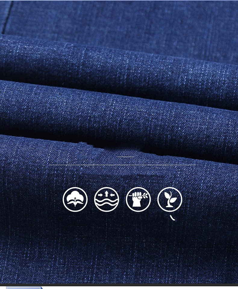 New Men Light Luxury Stretch Slim Fit Pants Comfortable Soft Business Fashion Straight Casual Denim Trousers Male Brand Clothing