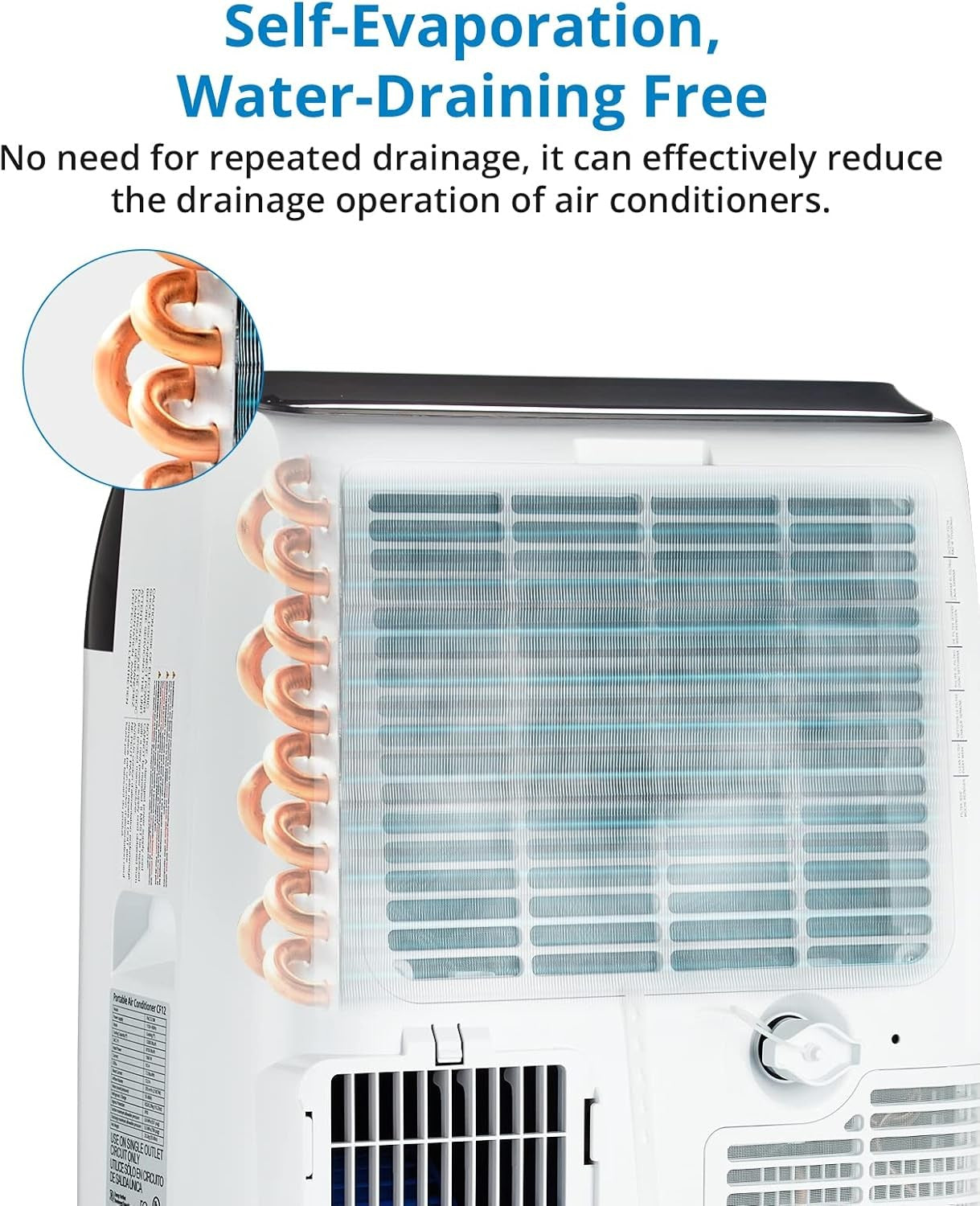 Ar Condicionado Portátil 14000 BTUs, Unidade AC de Resfriamento 3 em 1 Independente com Ventilador, Desumidificador, Controle Remoto, Modo de Sono