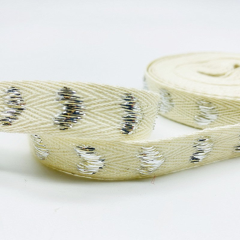 5yards/Lot 15mm 100% Cotton Ribbon Heart Handmade Hserring Bone Ribbon For Apparel Sewing Fabric DIY Christmas Decoration